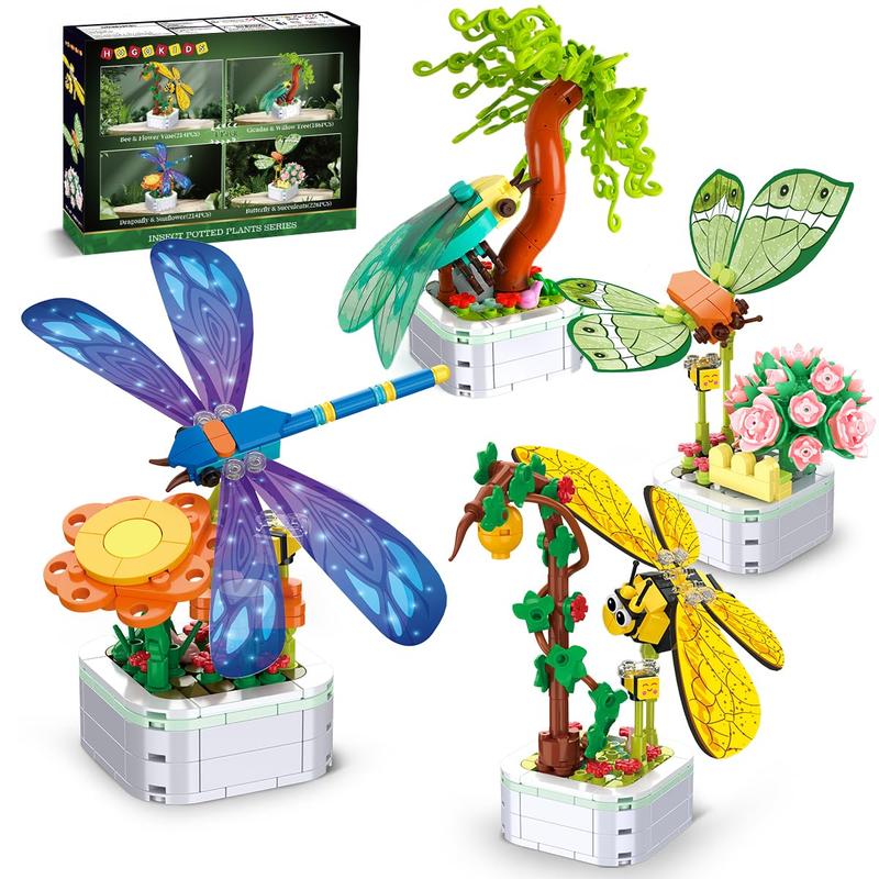 HOGOKIDS Insect Collection Building Set - 4 Packs Bug Building Toys, 830PCS