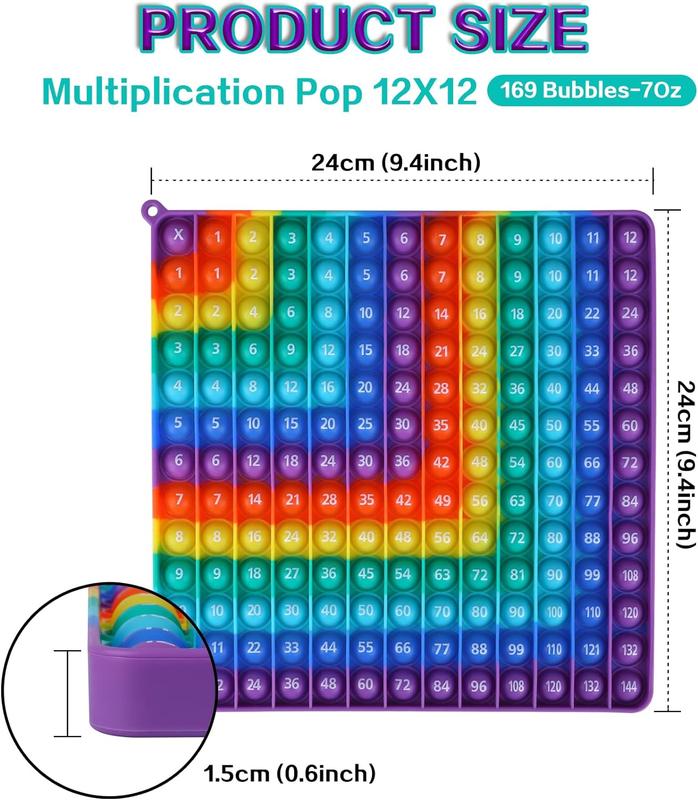 Multiplication Chart Pop It Math Game Board for Kids Learning - Christmas Gift - 12x12 Times Table