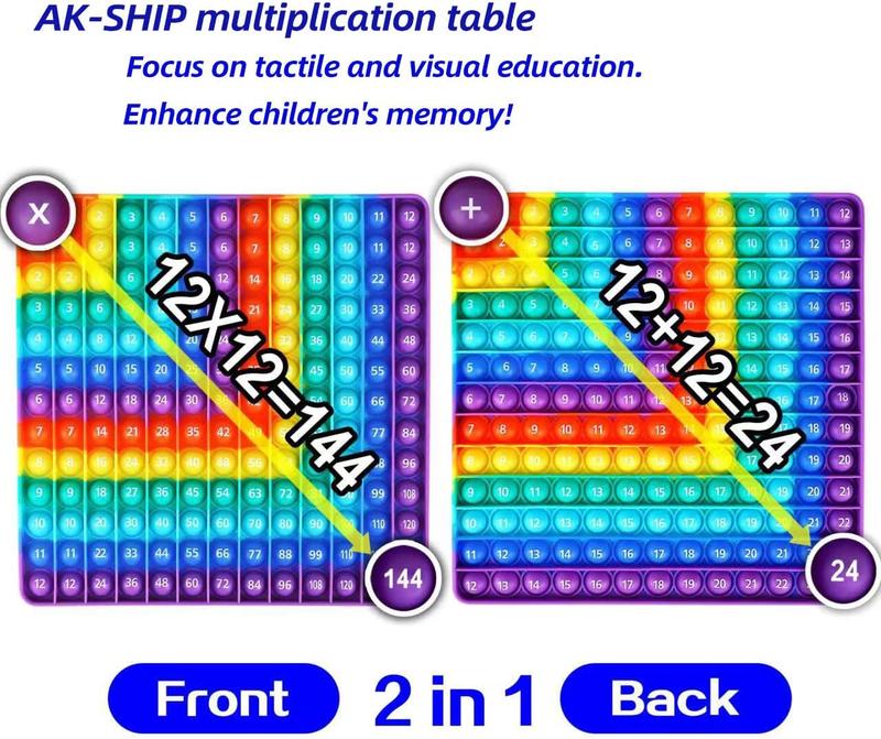 Multiplication Chart Pop It Math Game Board for Kids Learning - Christmas Gift - 12x12 Times Table