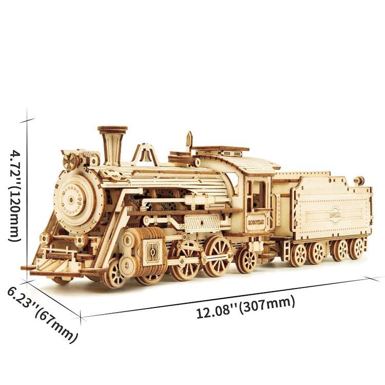 ROKR 3D Wooden Puzzle for Adults-Mechanical Train Model Kits-Brain Teaser Puzzles-Vehicle Building Kits-Unique Gift for Kids on Birthday Christmas Day(1:80 Scale)(MC501-Prime Steam Express)