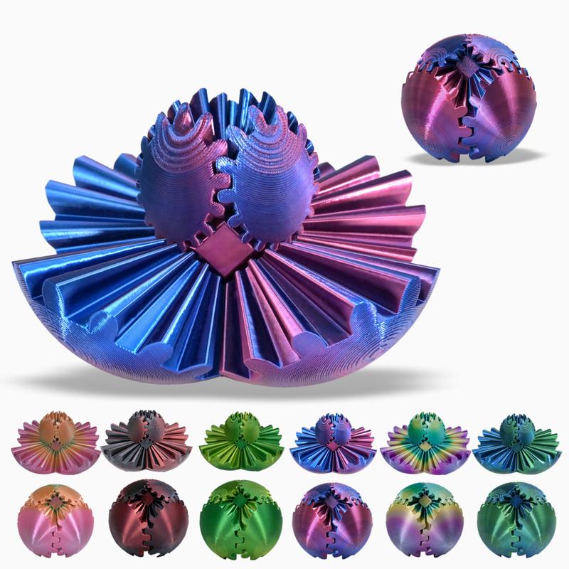 3D Printed Gear Ball, Gear Sphere Fidget Toy Stress Relief Toy for ADHD, Anxiety Relaxing Toy for Adults at work study travel