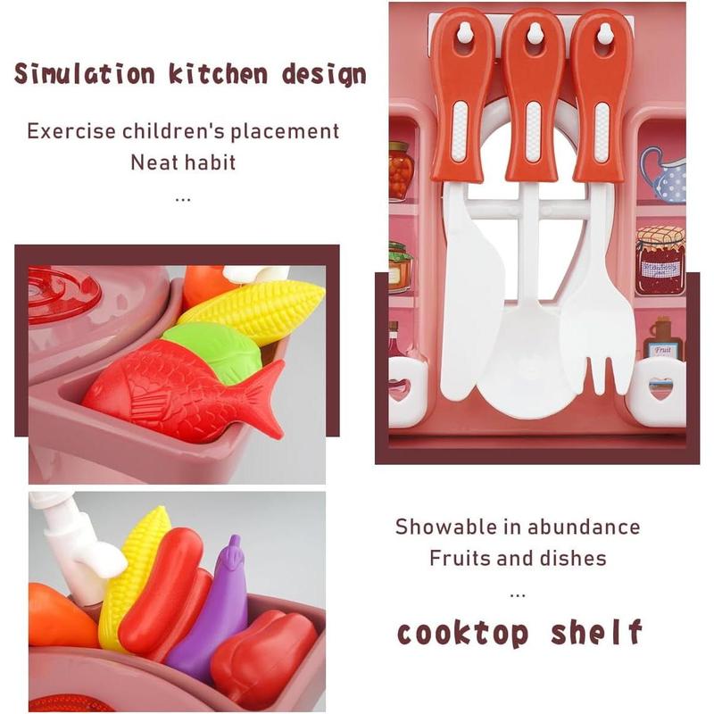 Play Kitchen Toys for Girls Boys, Mini Cookware Food Set, Play Food Kitchen Sink with Running Water Toys for Girls Boys Birthday Christmas Gifts