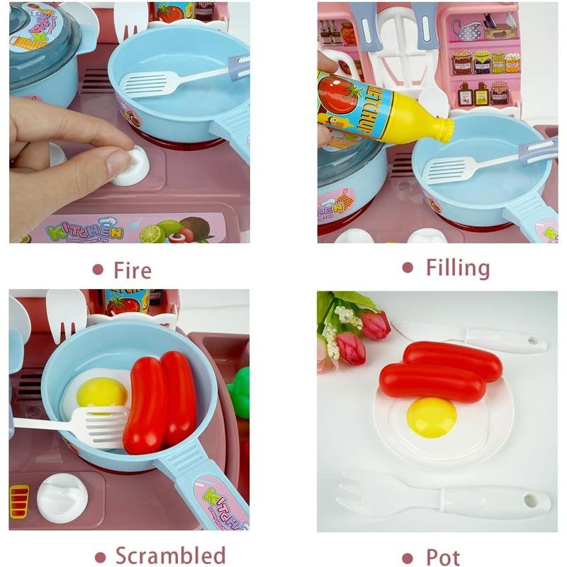 Play Kitchen Toys for Girls Boys, Mini Cookware Food Set, Play Food Kitchen Sink with Running Water Toys for Girls Boys Birthday Christmas Gifts