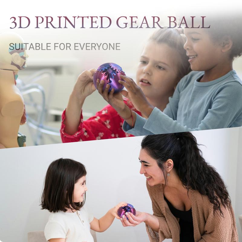 3D Printed Gear Ball, Gear Sphere Fidget Toy Stress Relief Toy for ADHD, Anxiety Relaxing Toy for Adults at work study travel