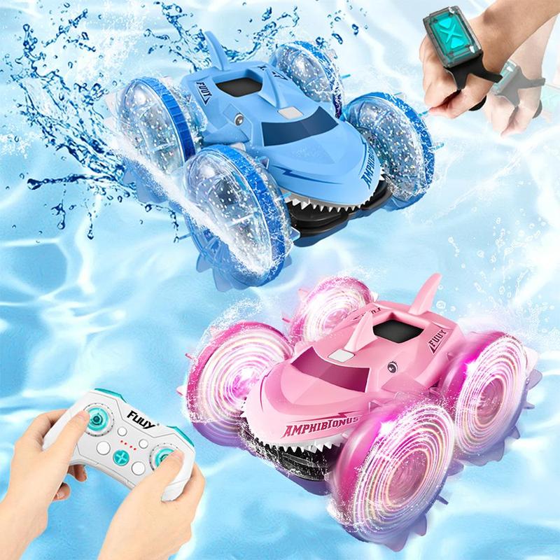 Remote Control Amphibious Shark Car, 1 Set 2.4G Waterproof Remote Control Car, Rechargeable Electric Car, RC Stunt Car, Birthday Gift