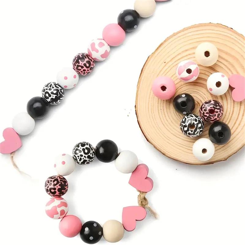 DIY Beading Kit, (80pcs), Mixed Color Wooden Bead with Heart Shaped Bead, DIY Jewelry Making Supplies for Bracelet Necklace Earrings