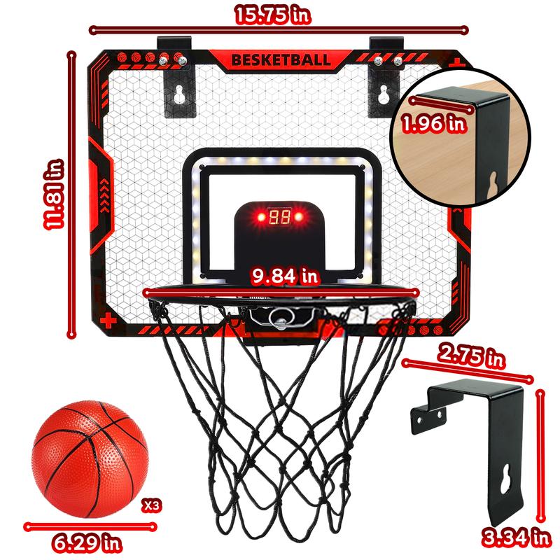 Indoor Mini Basketball Hoop for Kids with Electronic Scoreboard & 3 Balls