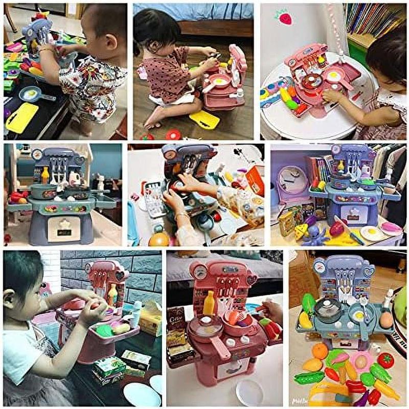 Play Kitchen Toys for Girls Boys, Mini Cookware Food Set, Play Food Kitchen Sink with Running Water Toys for Girls Boys Birthday Christmas Gifts