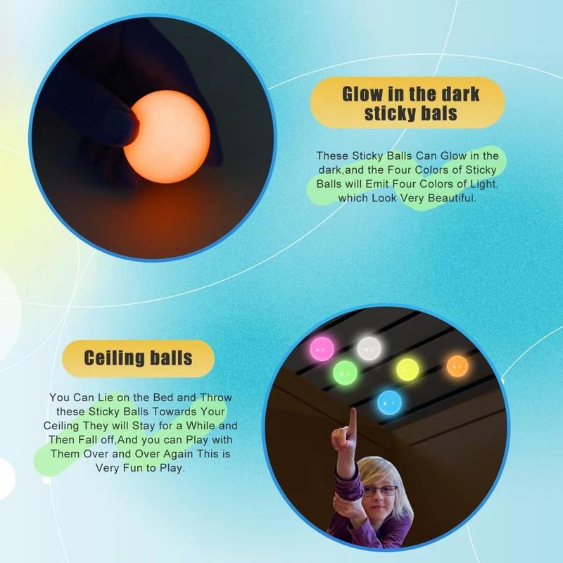 6Pack-2.4In Dream Balls,Glow In The Dark Sticky Balls That Stick To The Ceiling,Stress Balls For Kids And Adults,Elevated Balls,ASMR Cool Stuff For Teens,Ceiling Balls,Lumi Balls,Stocking Stuffers