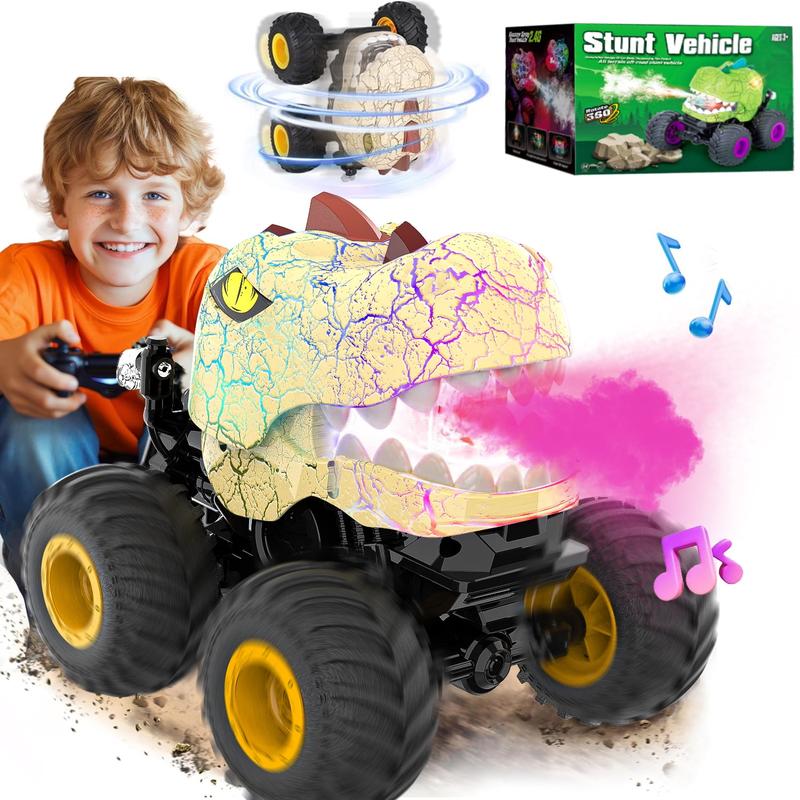 Dinosaur Remote Control Car, Remote Control Monster Truck for Boys Girls with Light, Sound & Spray,for Toddlers Kids 3-5 6 7 8-12 All Terrain Indoor Outdoor, Christmas Birthday Gifts