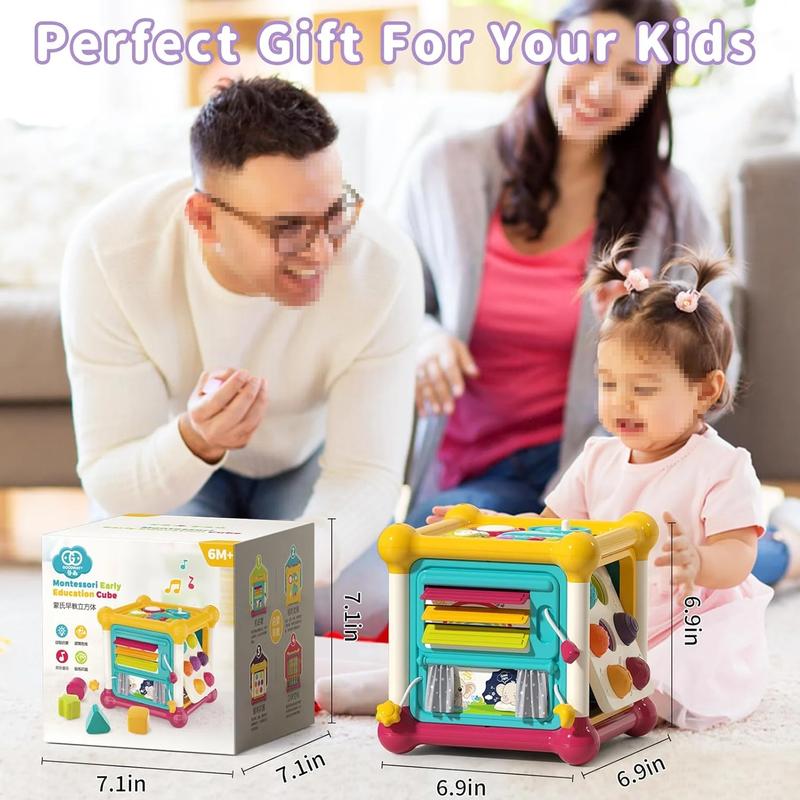 Montessori Toys-12 in 1 Early Educational Activity Cube Toy for Little Boys Girls , Multifunctional House Learning Toys for Kids