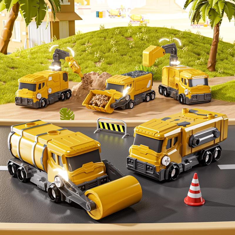 Construction Vehicles Transform Robot Toys, Combined Robot, Construction Truck Toy Set, Gift for Christmas Birthday