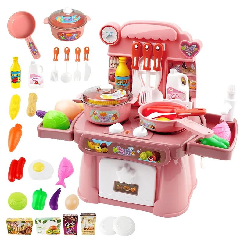 Play Kitchen Toys for Girls Boys, Mini Cookware Food Set, Play Food Kitchen Sink with Running Water Toys for Girls Boys Birthday Christmas Gifts