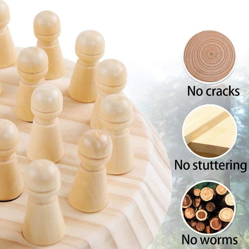 Wooden Memory Chess Matching Game: Family Board Games, Montessori Preschool Learning Educational Toy