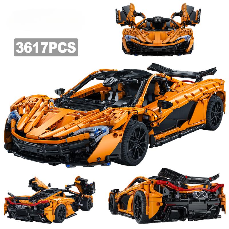 BARWEER-3617 PCS 1:10 Smiling Assassin Super Racing Car Model Building Blocks V8 Car Toys Gift for Adult Kids