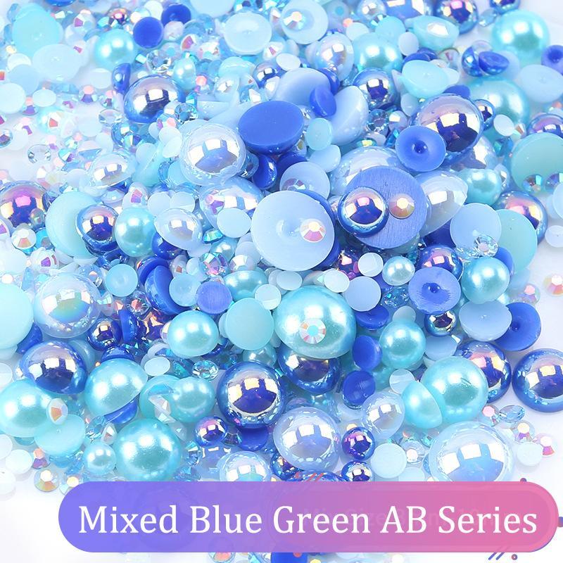 Mixed Size Rhinestone & Beads, 1200pcs Resin Rhinestone & Bead Kit, DIY Jewelry Making & Accessories For Nail Art, Face Art, Jewelry Making, Craft Making