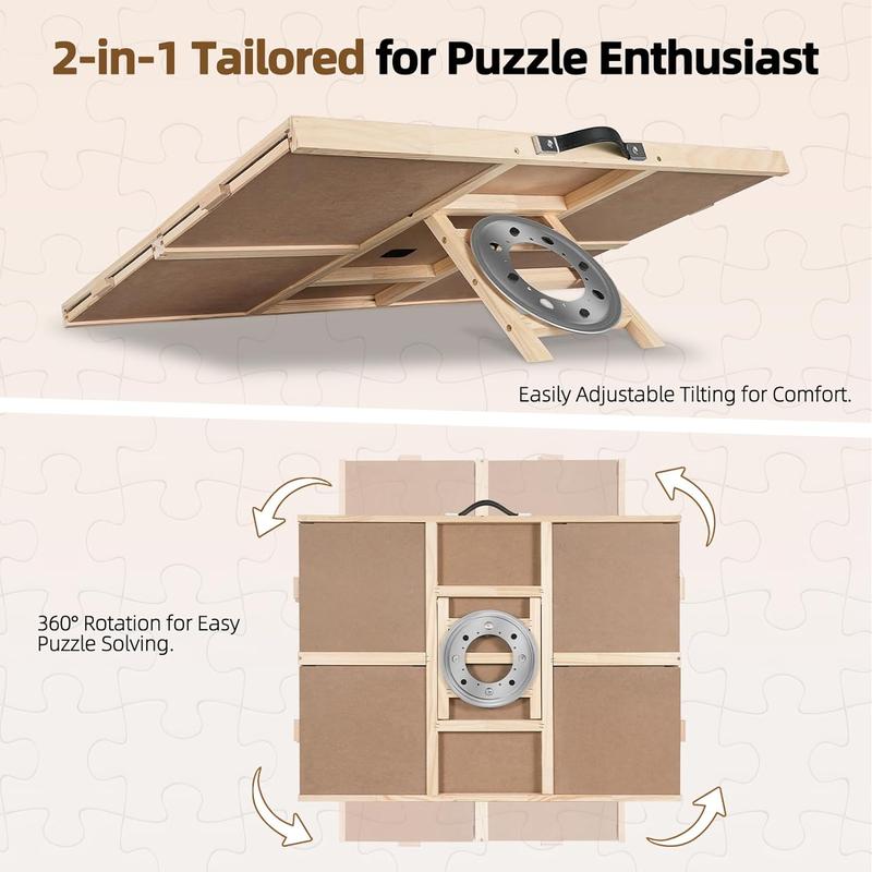 ALL4JIG 2-in-1 Puzzle Board for Adults with Wooden Tabletop, Drawers, Lazy Susan and Cover, Rotating and Tilting Design, Portable and Eco-Friendly