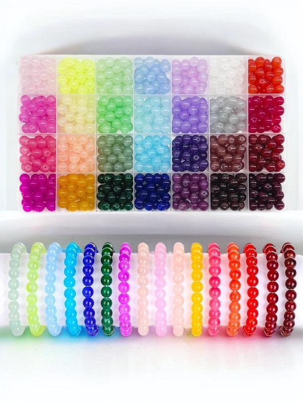 8mm Round Glass Beads for Summer Jewelry Making, Colorful Beads & DIY Crafts, Perfect for Necklace & Bracelet Making, DIY Jewelry Accessories