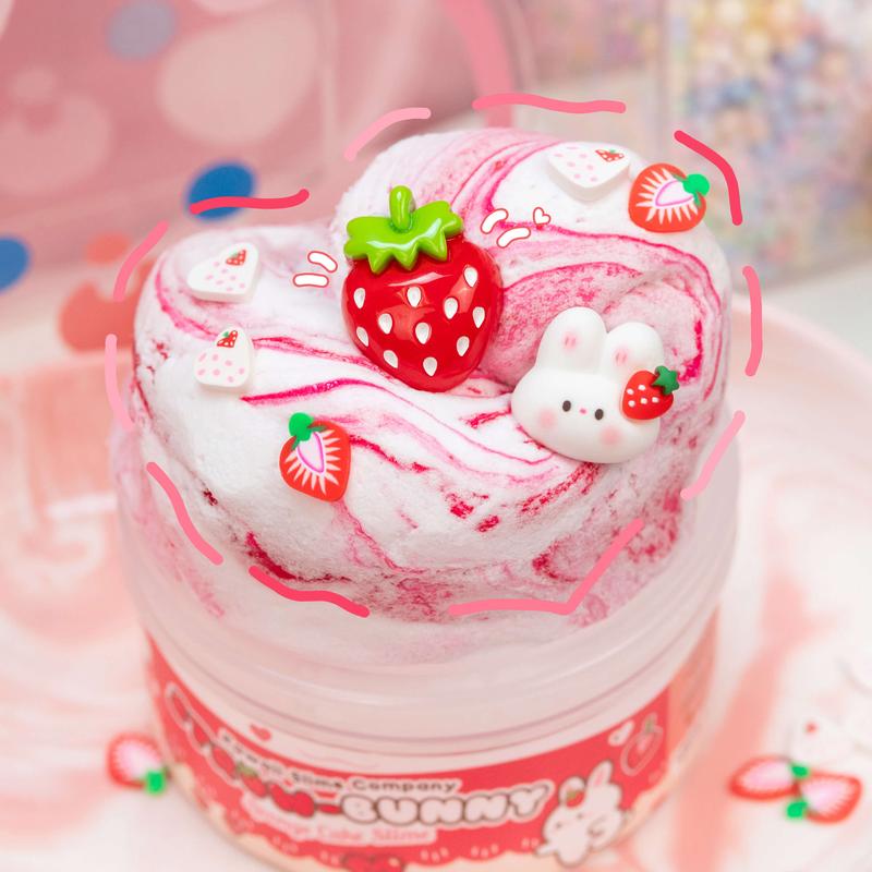 Straw-Bunny Sponge Cake Cloud Creme Slime