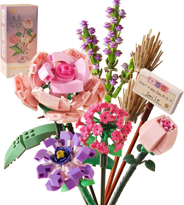 Mini Flower Bouquet Building Sets, Artificial Flowers Toy, DIY Unique Decoration Home, Botanical Collection for Ages 8-12 yrs Old Girl for Gift