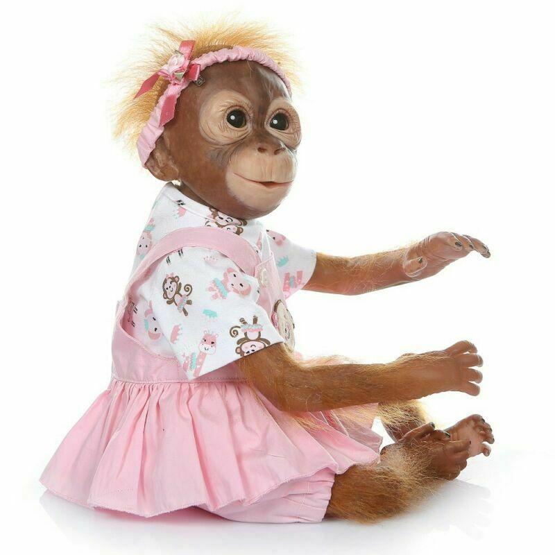 20 Inch Cute Monkey Doll, Reborn Doll without Stuffed Monkey Toys, Soft Doll for Kids, Realistic Doll for Girls, Birthday Gift for Kids