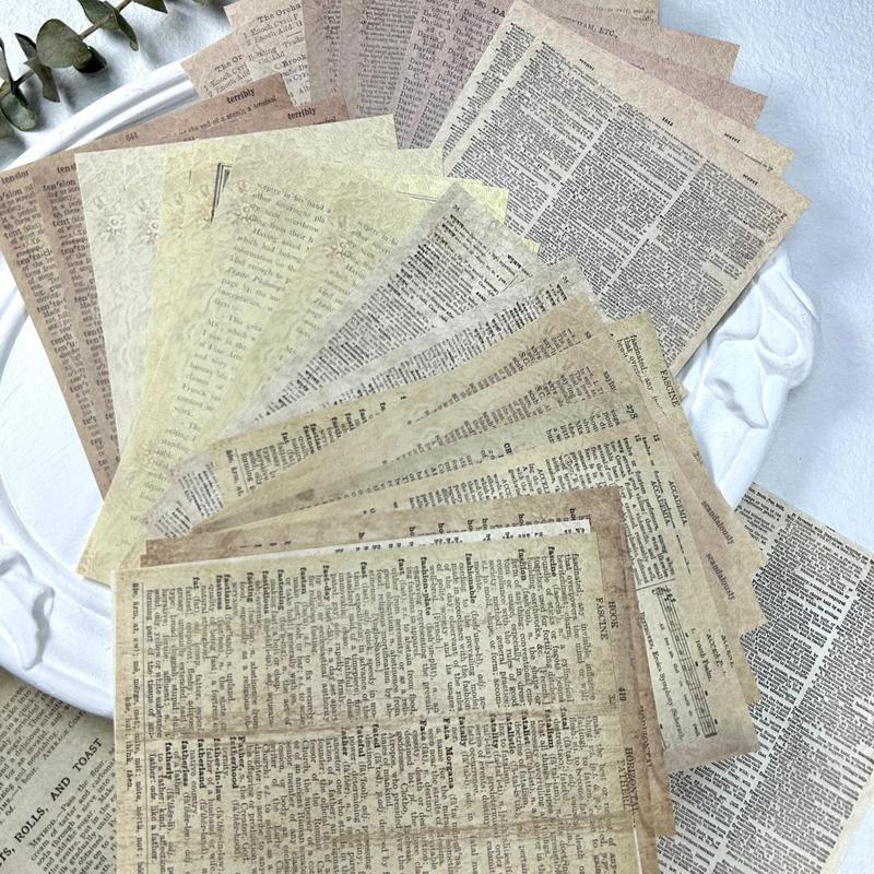 Vintage Book Page (30pcs set), Scrapbooking & Stamping Background Paper, DIY Decorative Paper for Scrapbooking & Journal Making, Scrapbook Supplies, Christmas Gift