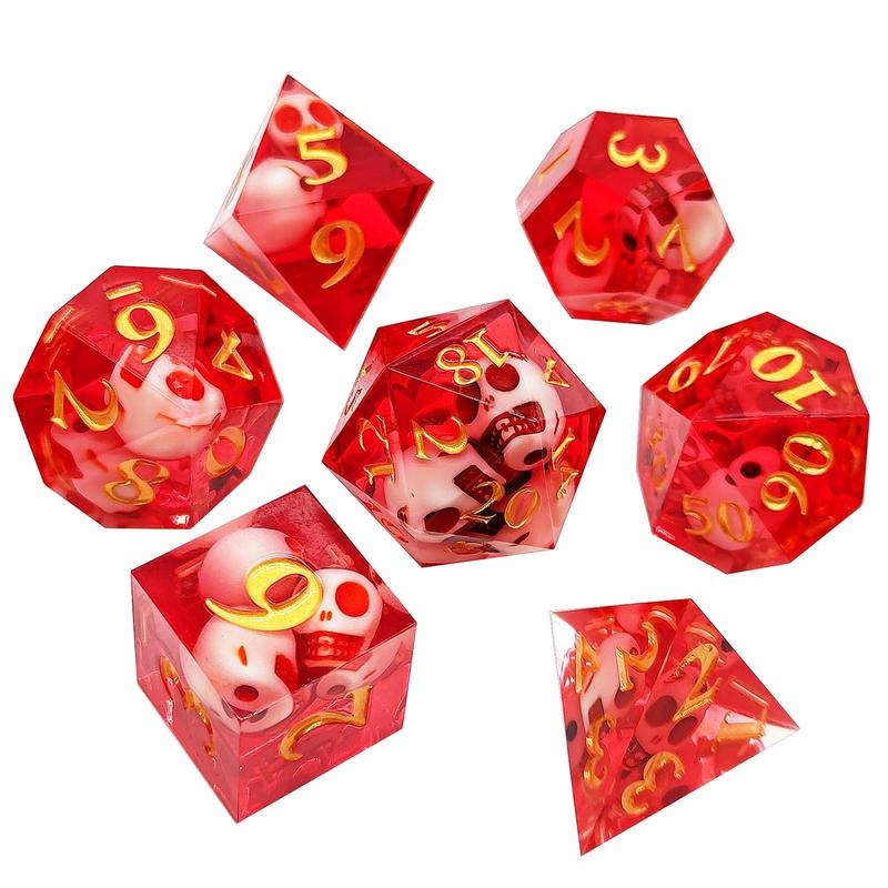 Dice Set, 7 Counts set Skeleton Series Clear Resin Dice, Polyhedral & RPG Dice, Ideal Dice Gift and Fantasy Game Accessories