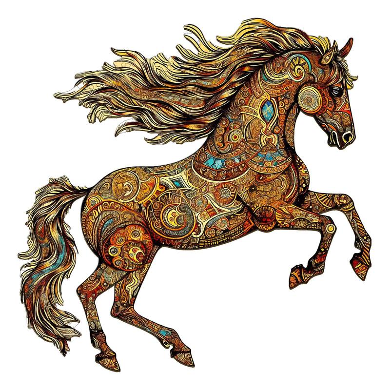 Galloping Horse Wooden Jigsaw Puzzle - Classic & Novelty Toy