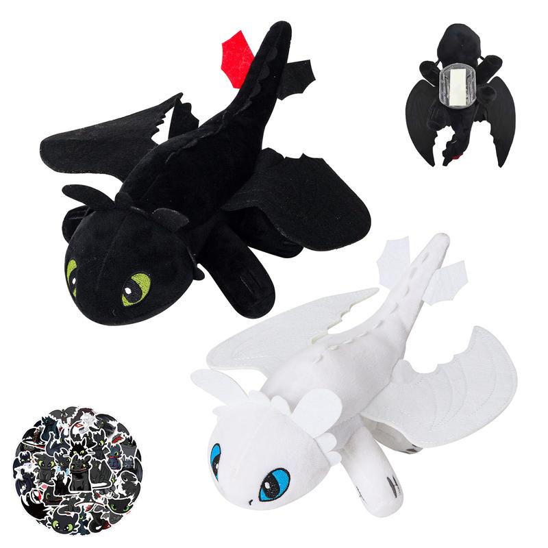 Toothless Car Accessories - 10inch 26cm - Dragon Toothless Stuffed Animal Toothless Dragon Plush Toy Motorcycle Helmet Decoration Light Fury Plush Toy Flying Toothless Stuffed Animal Doll Home Decoration Christmas Gift for Racing Boy Girl