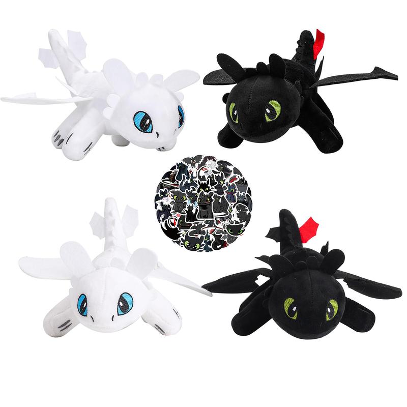 Toothless Car Accessories - 10inch 26cm - Dragon Toothless Stuffed Animal Toothless Dragon Plush Toy Motorcycle Helmet Decoration Light Fury Plush Toy Flying Toothless Stuffed Animal Doll Home Decoration Christmas Gift for Racing Boy Girl