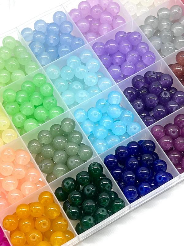 8mm Round Glass Beads for Summer Jewelry Making, Colorful Beads & DIY Crafts, Perfect for Necklace & Bracelet Making, DIY Jewelry Accessories