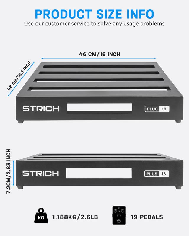 STRICH Extra Large Guitar Pedal Board, Lightweight Aluminum 18'' x 14.6'', Includes Carry Bag & 18 Angled Pedal Spaces, Perfect for Musicians.