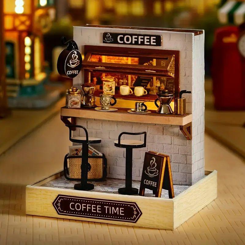 Coffee Shop Design Building Block Toys for Teens, 1 Box Creative Micro Building Block Kit for Room Decor, DIY Handicraft Build Kit Gift, Stocking Fillers