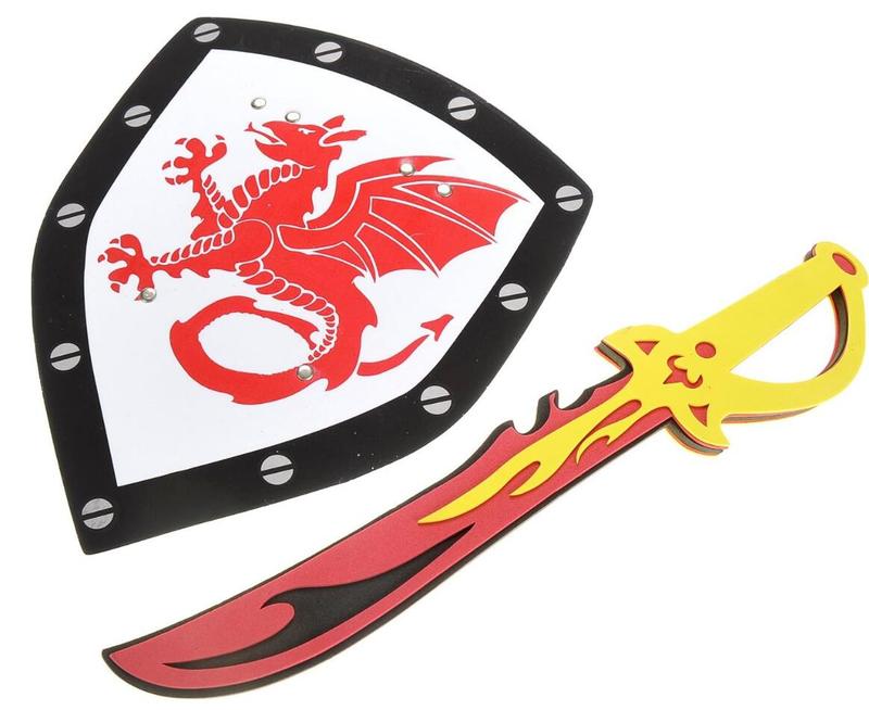 Sword and Shield Play Set | Dragon and Lion Shield for Party Favors | Pretend Play