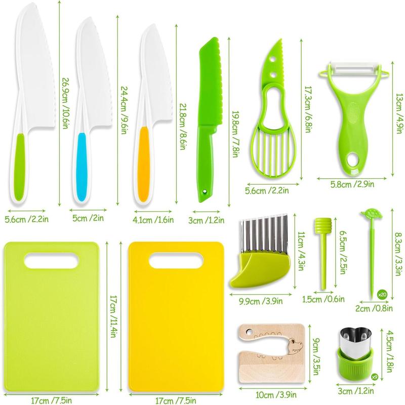 Kids Knife Set for Real Cooking: 40 Pcs Kitchen Tools for Toddlers, Gifts Toy for 2 3 4 5 6 7 8 9 10 Year Old Boys Girls Birthday Christmas