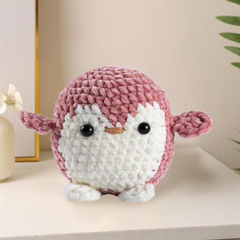 Penguin Pattern Crochet Kit, DIY Handmade Knitting Set with Random Color Accessories, Knitting Toy for Adults & Beginners