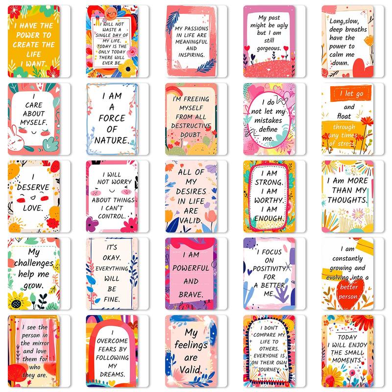 English Workplace Motivational Cards, 50pcs set Self-discipline Text Motivational Quotes Positive Energy Postcards, Greeting Cards