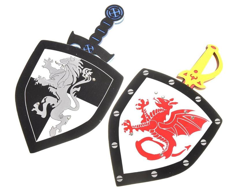 Sword and Shield Play Set | Dragon and Lion Shield for Party Favors | Pretend Play