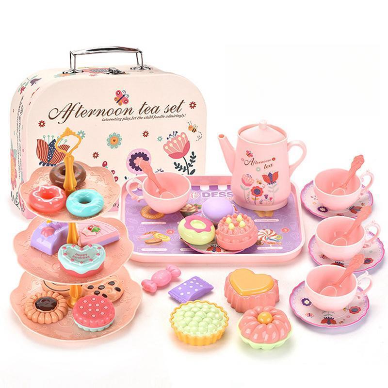 Tea Party Play Set, Kitchen Pretend Play Toy with Desserts & Teaware, Toys Gift, Back To School, Montessori Toys, Thanksgiving, Chrismats Gift Set