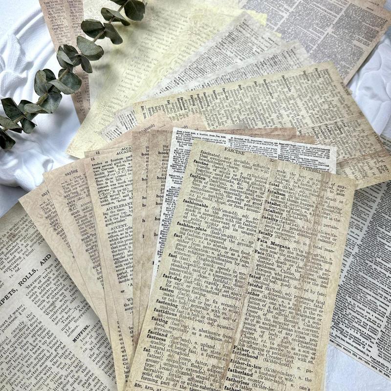 Vintage Book Page (30pcs set), Scrapbooking & Stamping Background Paper, DIY Decorative Paper for Scrapbooking & Journal Making, Scrapbook Supplies, Christmas Gift