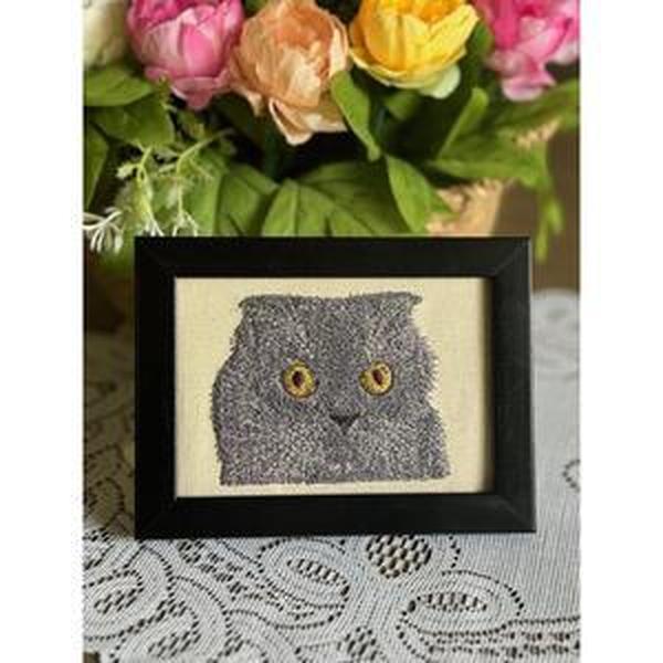 Cat Machine Embroidered and Framed!  Other Designs and Breeds Available!