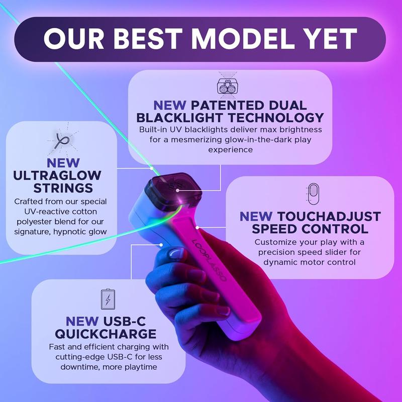 Hot Sale !!!! [best seller] Black Friday deal -Loop Lasso Nano - The Original Glow-in-The-Dark String Shooter Toy- Built-in UV Blacklight- Safe Interactive STEM Learning Toy- Viral Stocking Stuffer Gadget- Christmas gift . ideal birthday