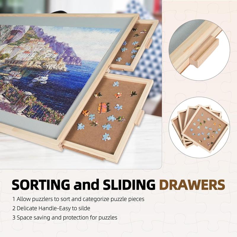 ALL4JIG 2-in-1 Puzzle Board for Adults with Wooden Tabletop, Drawers, Lazy Susan and Cover, Rotating and Tilting Design, Portable and Eco-Friendly