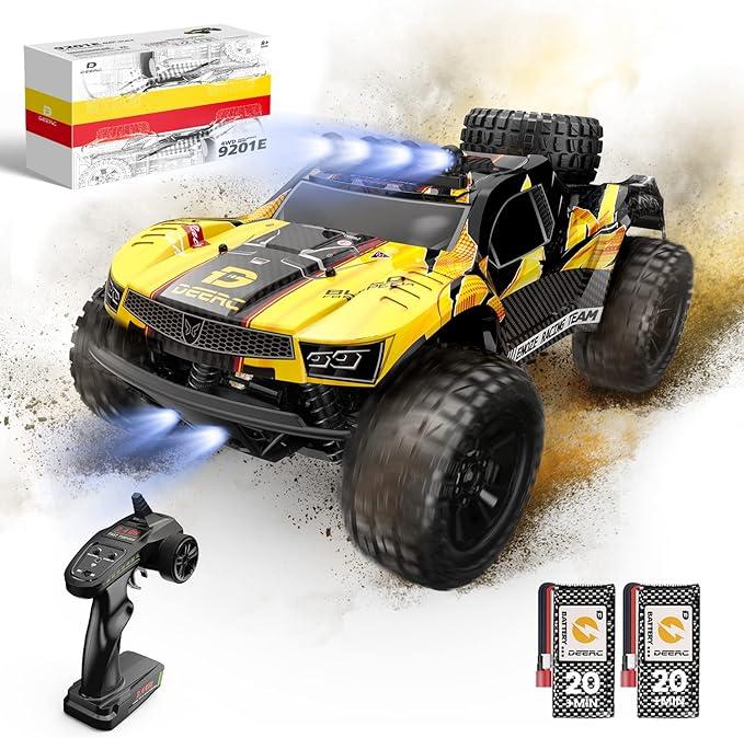 DEERC 9201E 1:10 Large Remote Control Truck with Lights, Fast Short Course RC Car, 48 km h 4x4 Off-Road Hobby Grade Toy Monster Crawler Electric Vehicle with 2 Rechargeable Batteries  rccar rc drift