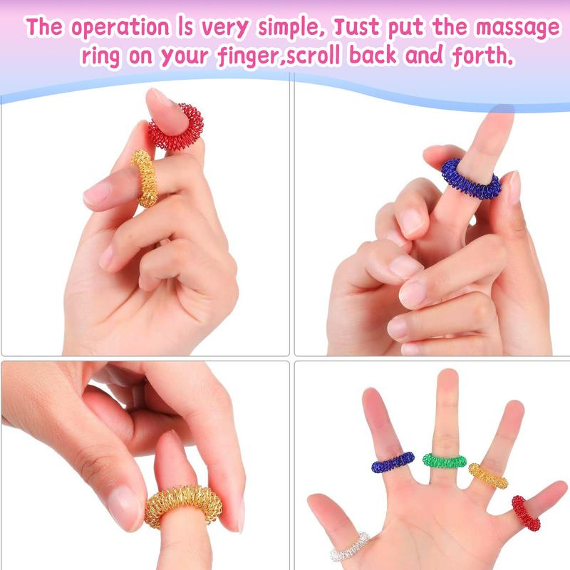 Spiky Sensory Rings, 10 Pack Different Colors, Stress Relief Fidget Sensory Toys, Fidget Rings,Massager Rings