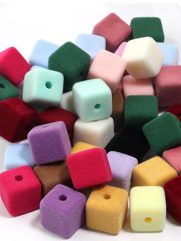 Random Color Cube Beads, Cute Colorful Geometric Beads, DIY Jewelry Making Supplies for Bracelet & Necklace & Earrings Making