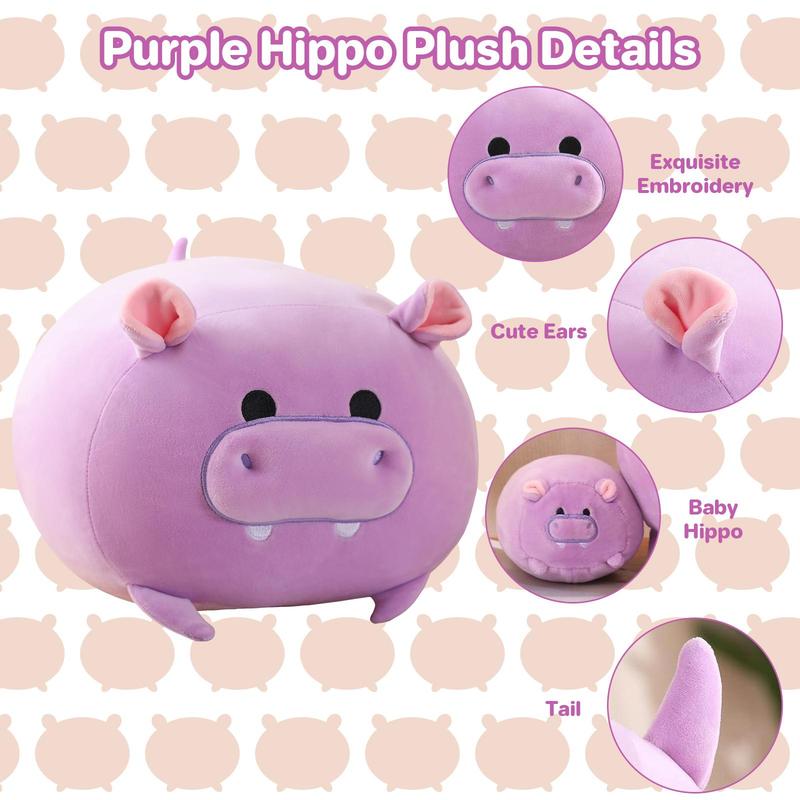 Cute Hippo Design Plush Toy, Stuffed Animal Toy, Soft & Comfy Plush Toy, Hippo Mommy with 4 Babies Hippo in her Tummy, Lovely Plush Toy