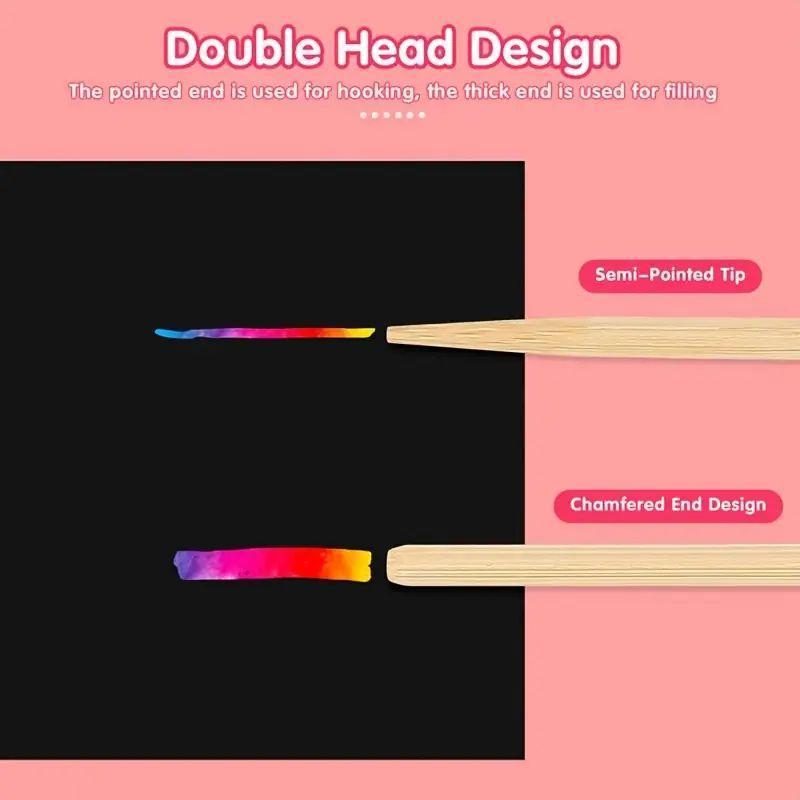 Bamboo Stick (30pcs), Double Head Design Bamboo Stick, DIY Scratch Art Tool, DIY Painting Supplies for Scratch Wood Art, Paper Painting, Coloring and DIY