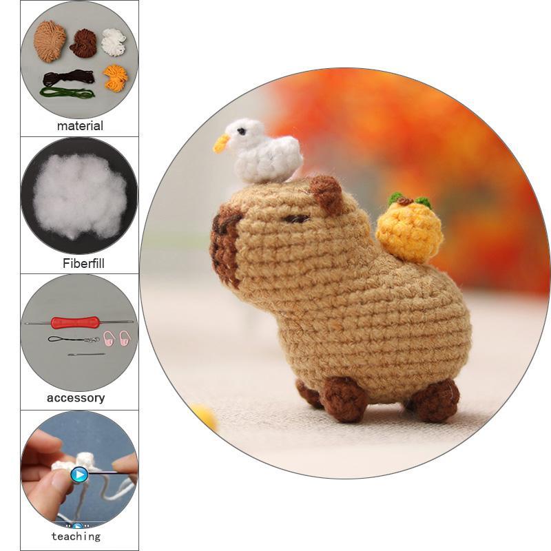 Cute Capybara Design Crochet Kit, 1 Set DIY Handmade Knitting Kit with Accessories, Knitting Supplies for Home Decor