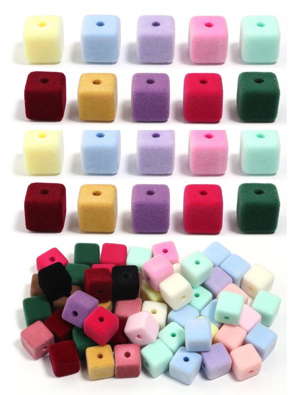 Random Color Cube Beads, Cute Colorful Geometric Beads, DIY Jewelry Making Supplies for Bracelet & Necklace & Earrings Making